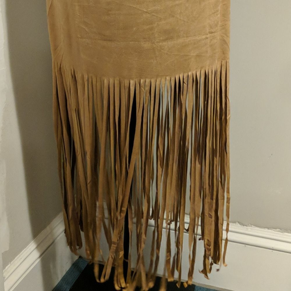 Christian Siriano S,M,L, Camel/Tan Fringe Tank Dress - Picture 4 of 9